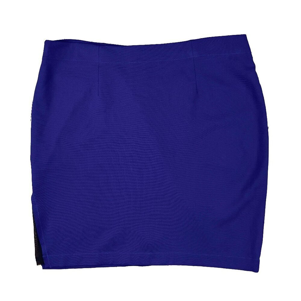 MARIE SAINT-PIERRE‎ Minimalist Haute Couture Stretch Blue Mini Skirt sz4 / Large